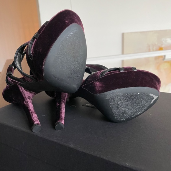 NEW Dolce & Gabbana Purple Velvet Platform Sandals 38 - Picture 2 of 7
